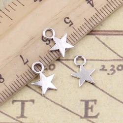 Pingentes de cor prata tibetana, encantos estrelados, fabricação de jóias antigas, artesanato, 11x8mm, 30 unidades