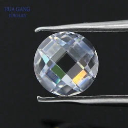 Double Checkerboard Cut White Cubic Zirconia Stone Round Shape Loose CZ Stone Synthetic Gems For Jewelry 2.5~14mm