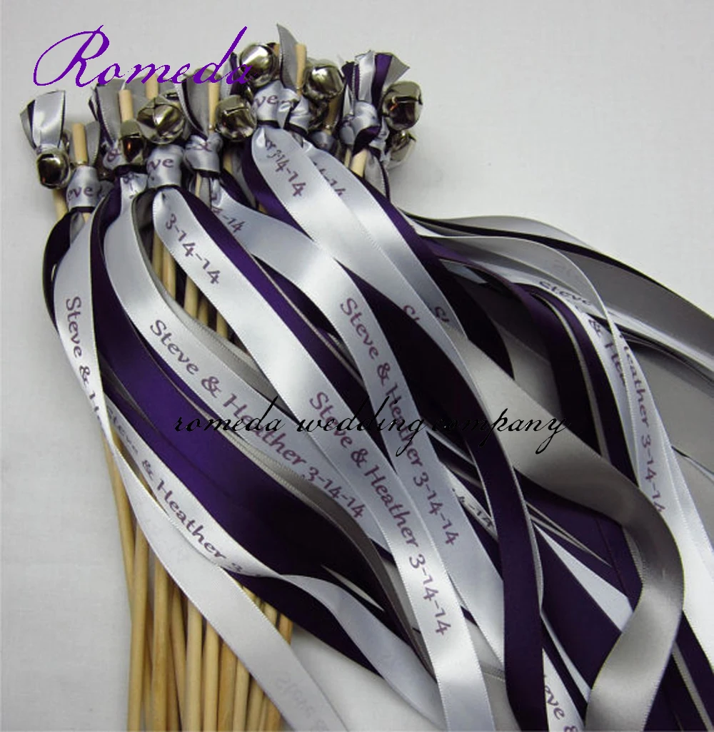 Hot Sell!! Personalized Wedding Wands/ Ribbon Wands/Twirling Streamers With Bell