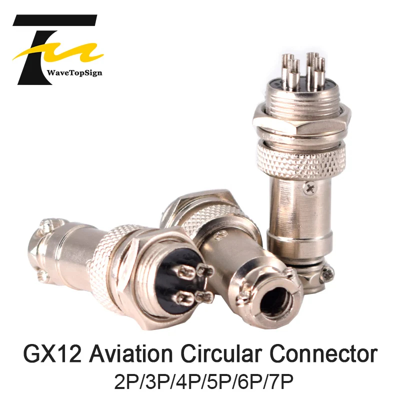 WaveTopSign GX12 Aviation Circular Connector 2 Pin 3pin 4pin 5pin 6pin 7pin Male Plug& Female Socket