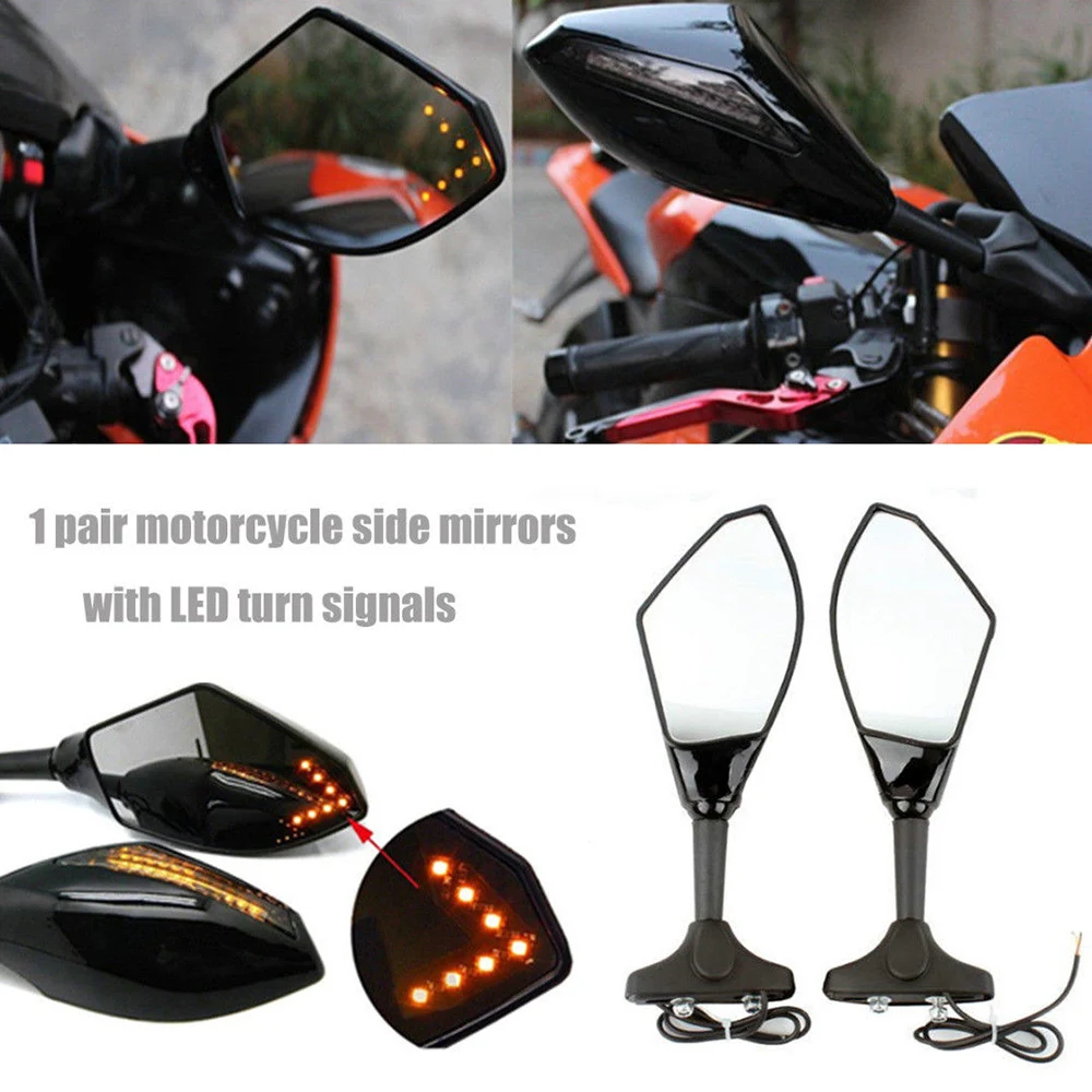 Mooreaxe Motorcycle LED Turn Signal Mirrors With Built In Arrow LED For Yamaha FZR600 YZF600 R6 R6S FZ1 FAZER FZS1000 FZ6