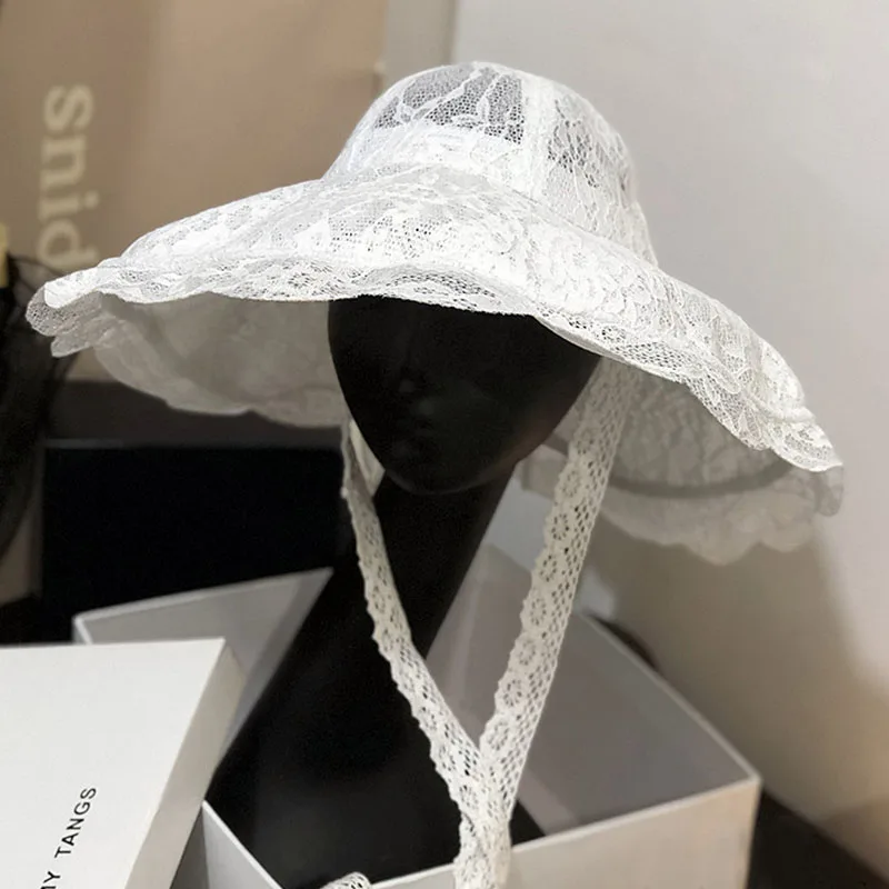 New Floppy Lace Hat Summer Big Wide Brim Sun Hat White Black  display picture 3