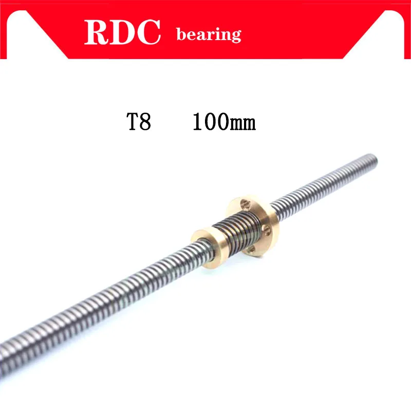 High quality Anti-Backlash Nut + 100 mm T-type Stepper Motor Trapezoidal Lead Screw 8MM Thread 8mm T8 For 3D Printer & CNC NEW