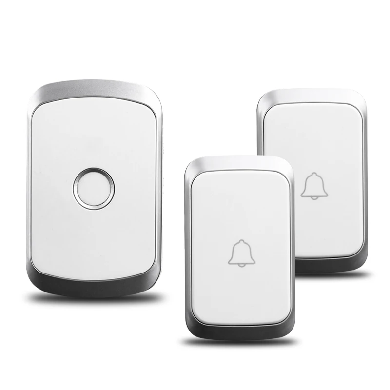 WEMEDA Wireless Doorbell Waterproof 2 Battery Button +1 receiver LED Light Home Cordless Bell 36 Chimes 4 Volume EU Plug