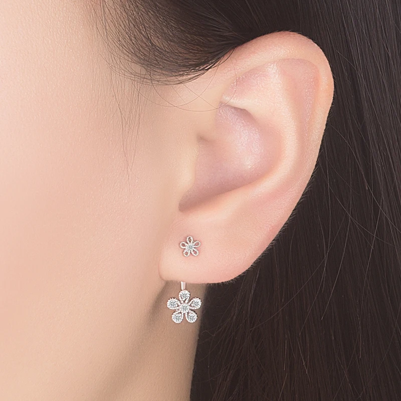 

Винтажный стиль, серебро 925, серьги-иглы с цветком сливы для женщин, серьги-гвоздики с цирконием, блестящие высококлассные легкие роскошные серьги с темпераментом