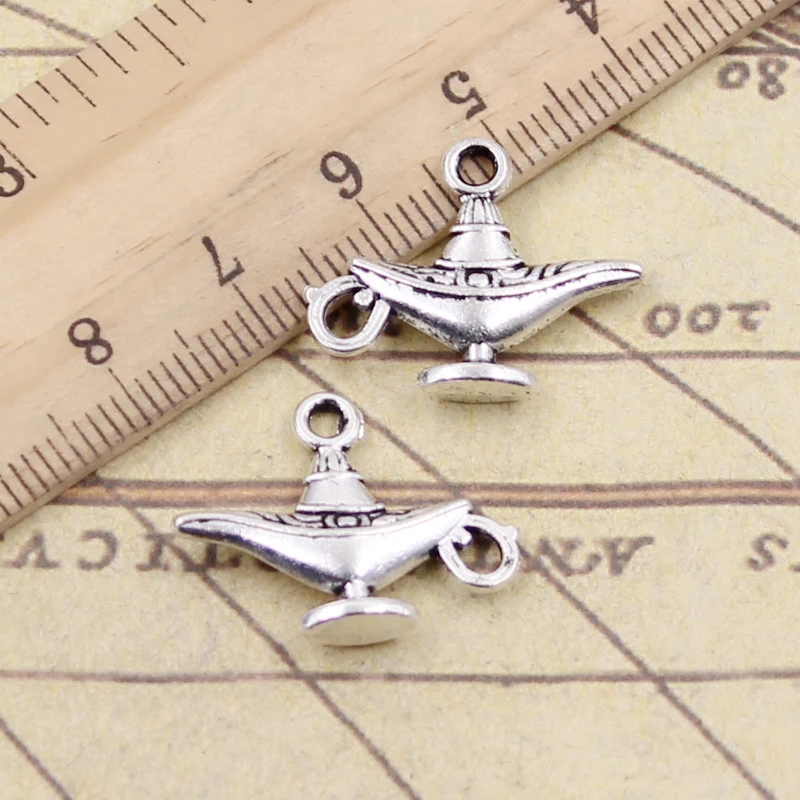 20pcs Charms Aladdin Magic Lamp Genie 22x18mm Tibetan Bronze Silver Color Pendants Antique Jewelry Making DIY Handmade Craft