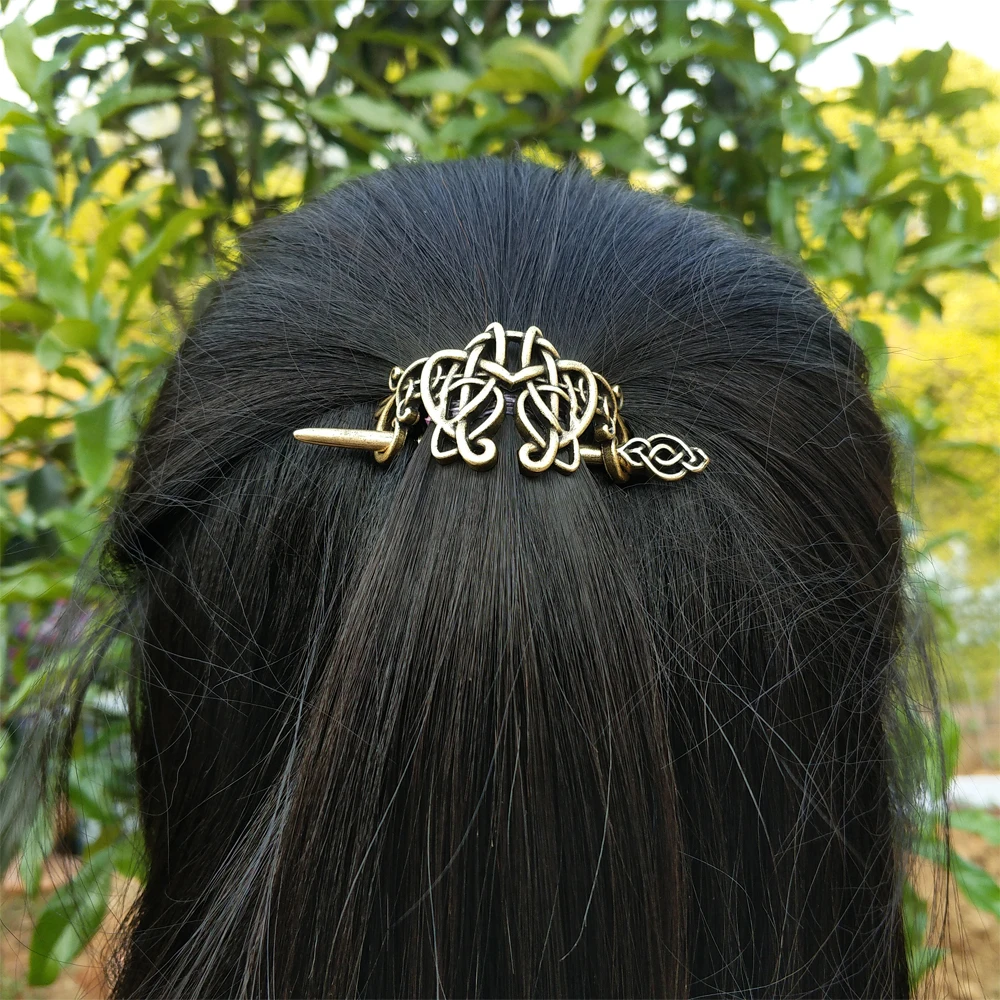 

LangHong 10PCS Viking Celtics Knotwork Hairpin Hair Jewelry For Women Cetilcs Hair Jewelry