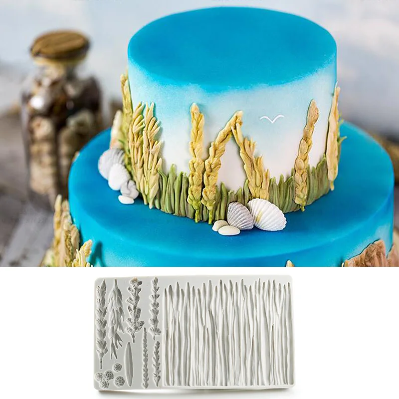 

New Leaf Wheat Ears Grass Cake Wall Liquid Silicone Mold Sen Chocolate Chocolate Fondant Cake Decoration Mold WMJ-912