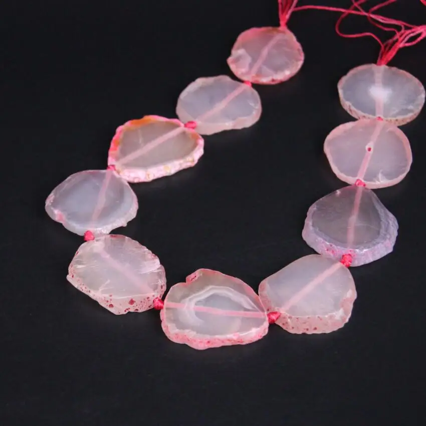 

15.5"/strand Light Pink Raw Agates Drusy Freeform Slab Nugget Loose Beads,Natural Gems Stone Slice For Pendants Jewelry Making