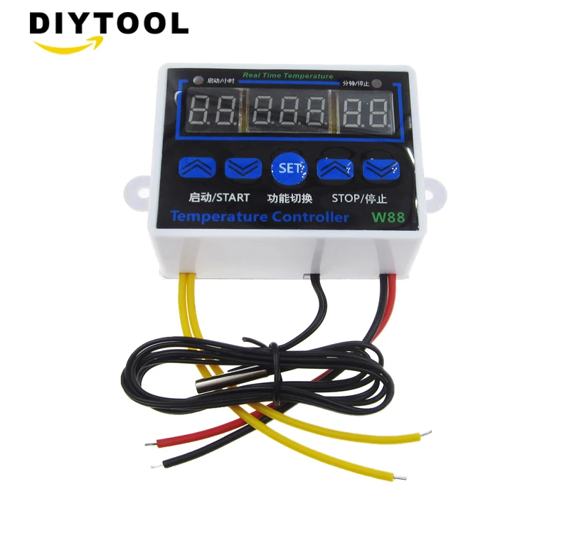 W88 12V/24V/220V Temperature Controller Digital LED Temperature Controller Thermometer Thermo Controller Switch Probe