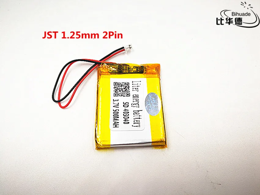 10pcs JST 1.25mm customized Good Qulity 3.7V,500mAH,403040 Polymer lithium ion / Li-ion battery for TOY,POWER BANK,GPS,mp3,mp4