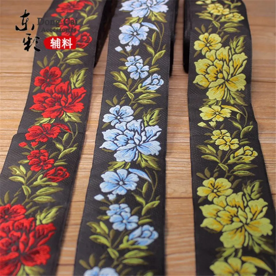 10yards Traditional Chinese Digital Jacquard Ribbon Camellia Flower Ribbon DIY Sewing Curtain Clothing Accessories Ribbon 5cm