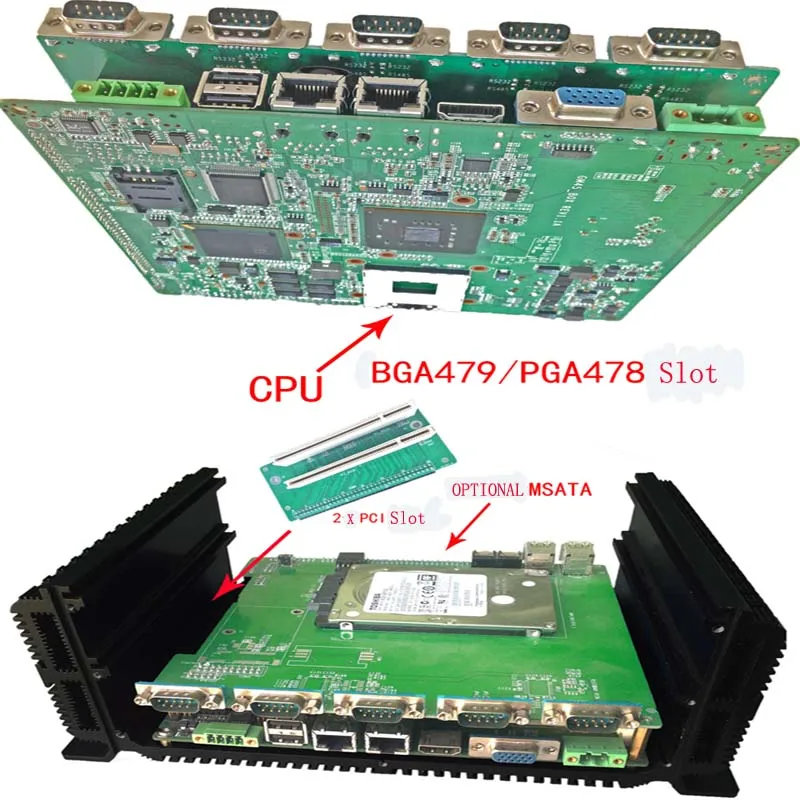 Imagem -03 - Mini Computador Industrial Fanless do pc 64gb 128gb Ssd Entalhe Pci Porto de Comunicação Rs485