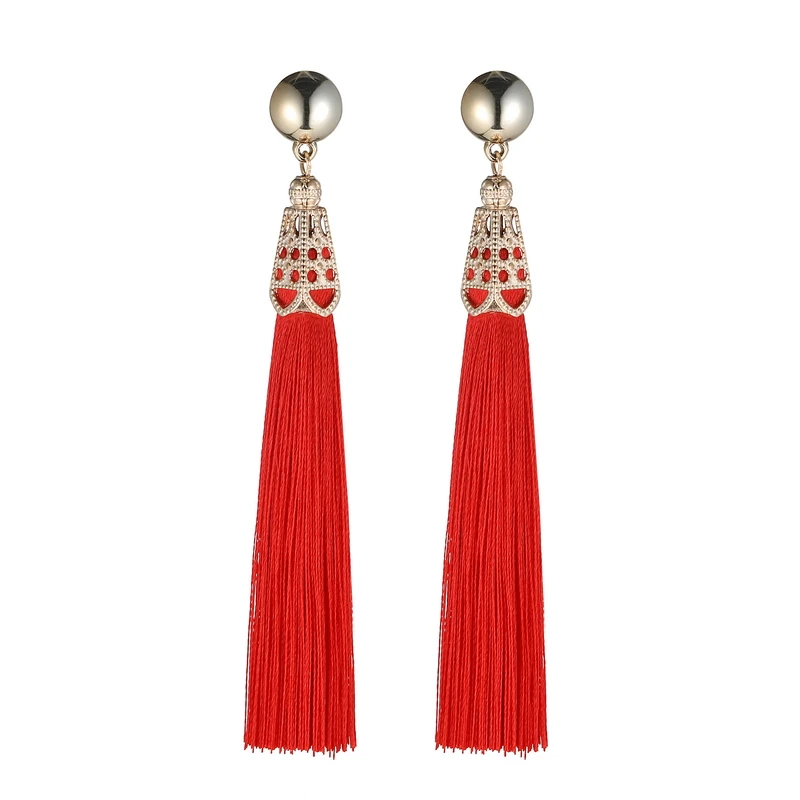 LOVBEAFAS Bohemian Drop Dangle Earrings Silk Fabric Vintage Statement Earrings Brand Tassel Earrings For Women Fashion Jewelry