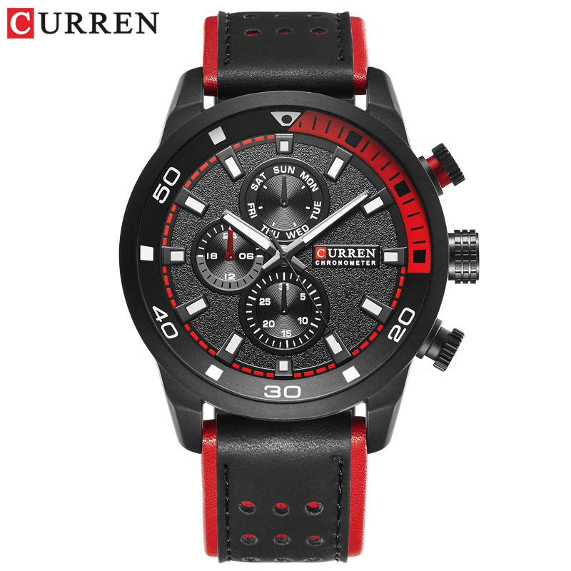 CURREN Casual Wrist Watch Analog Military Sports Men Watch Leather Strap Quartz Male Clock Relogio Masculino Reloj Hombre