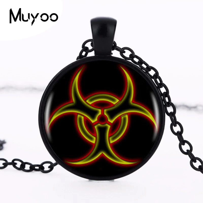 Biohazard Logo Pendant Necklace Charm Vintage Round Black Chain Pendant Necklace Women Jewelry Men Dress Accessories HZ1