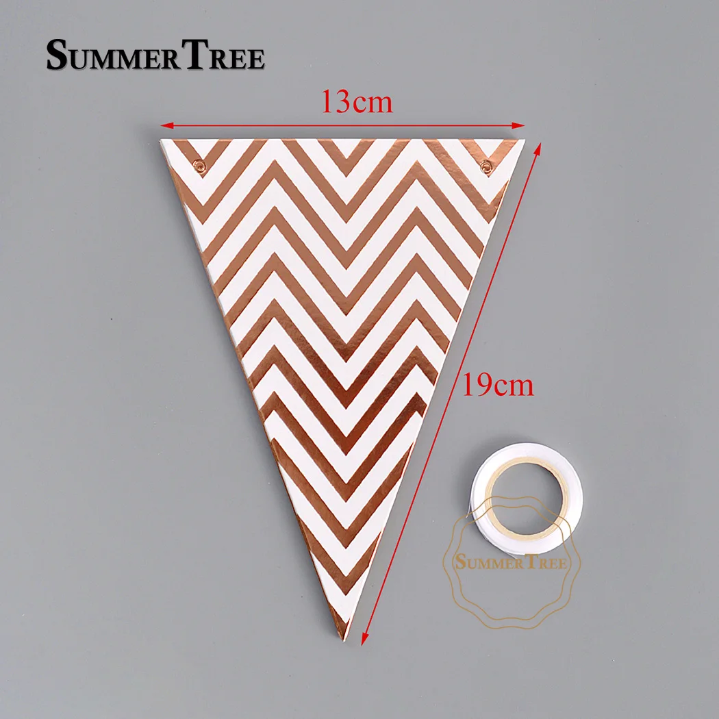 1 Set 3 Meter 12 Flag Gold/Silver/Pink/Blue Paper Board Garland Banner Baby Shower Birthday Kids Room Decoration Party Favors