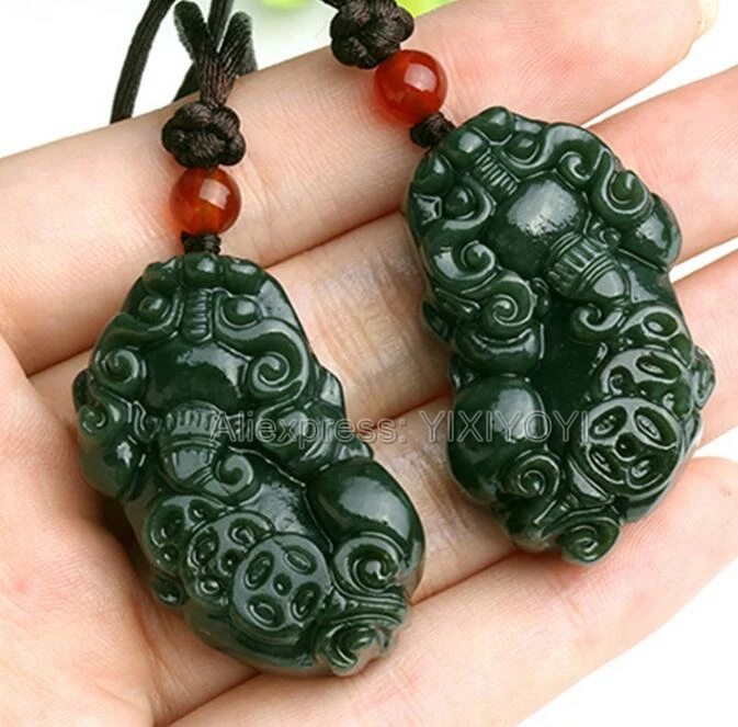 Beautiful Natural Green HeTian Jade Carved Chinese Coin PiXiu Amulet Lucky Pendant + Free Necklace Certificate Fine Jewelry