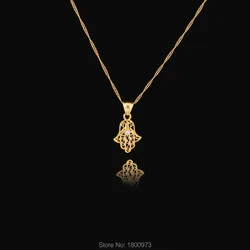 New Arrival . Gold Color Muslim Hamsa Hand of Fatima Crystal Fashion Pendant & Necklace for Women & Men, Gift & Jewelry