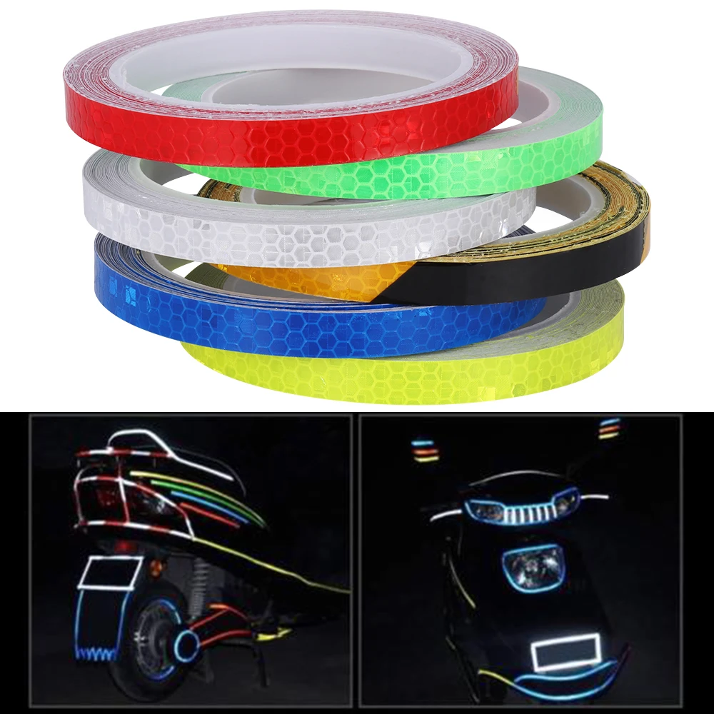 8m Wheel Reflective Sticker Rim Luminous Warning Tape Bike Reflector Fluorescent for Bike Car Motorcycle Reflective Decal Stick