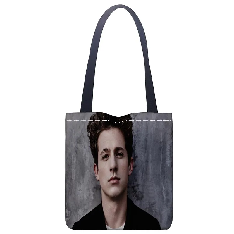 

New Charlie Puth printed canvas tote bag convenient shopping bag woman bag student bag Custom your image