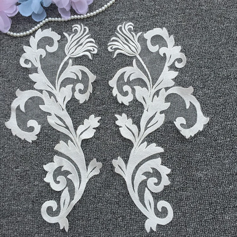 

20 шт., вышитая кружевная аппликация, нашивка, пришитая кружевная бейка цвета слоновой кости, тканевые аксессуары для свадебного платья 2025