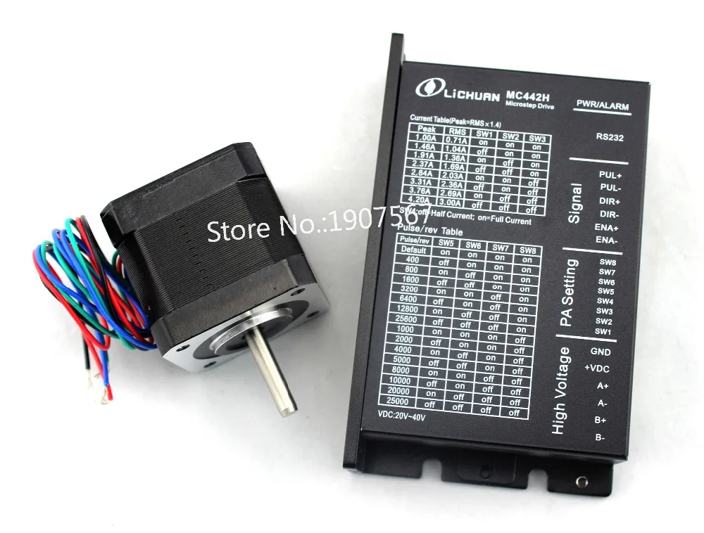 LICHUAN nema17 small hybrid stepping motor drive kit MC442 0.3nm LC42H4401 with 4 wires cnc stepper driver factory Shenzhen