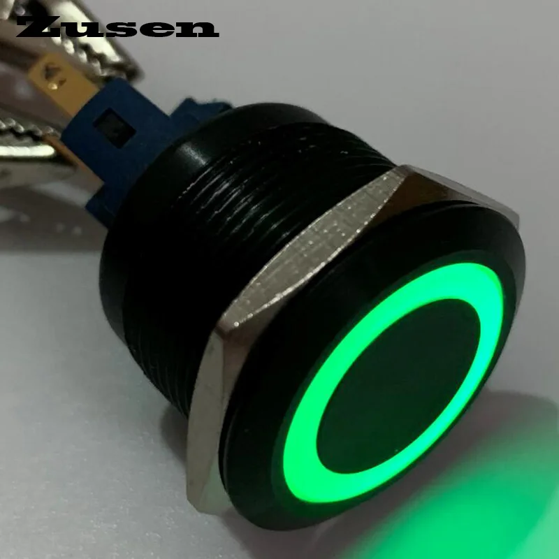 

Zusen 22mm Alack Aluminum Ring Illuminated Momentary Latching Push Button Switch(GQ22F-11E/G/12V/A)