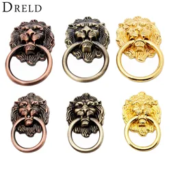 DRELD Antique Furniture Handles Vintage Lion Head Cabinet Knobs and Handles Furniture Door Cabinet Drawer Pull Handle Knob Ring