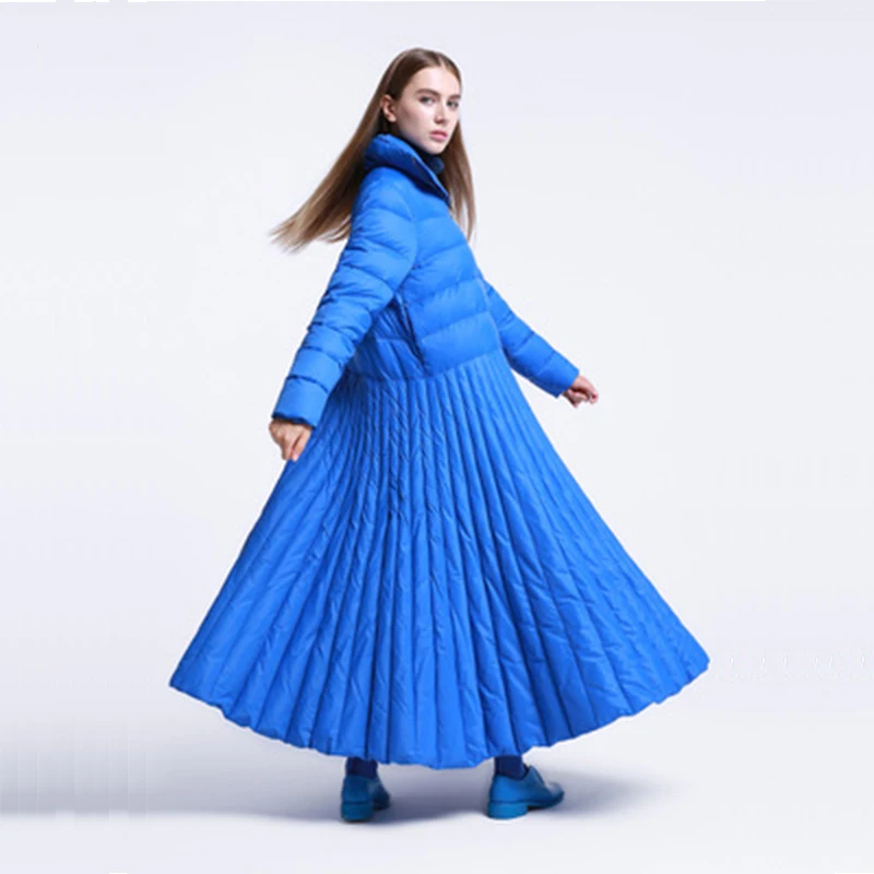 2023 autumn and winter Skirt style long down women jacket special Design coat Blue plus size parkas female and causal warm wear