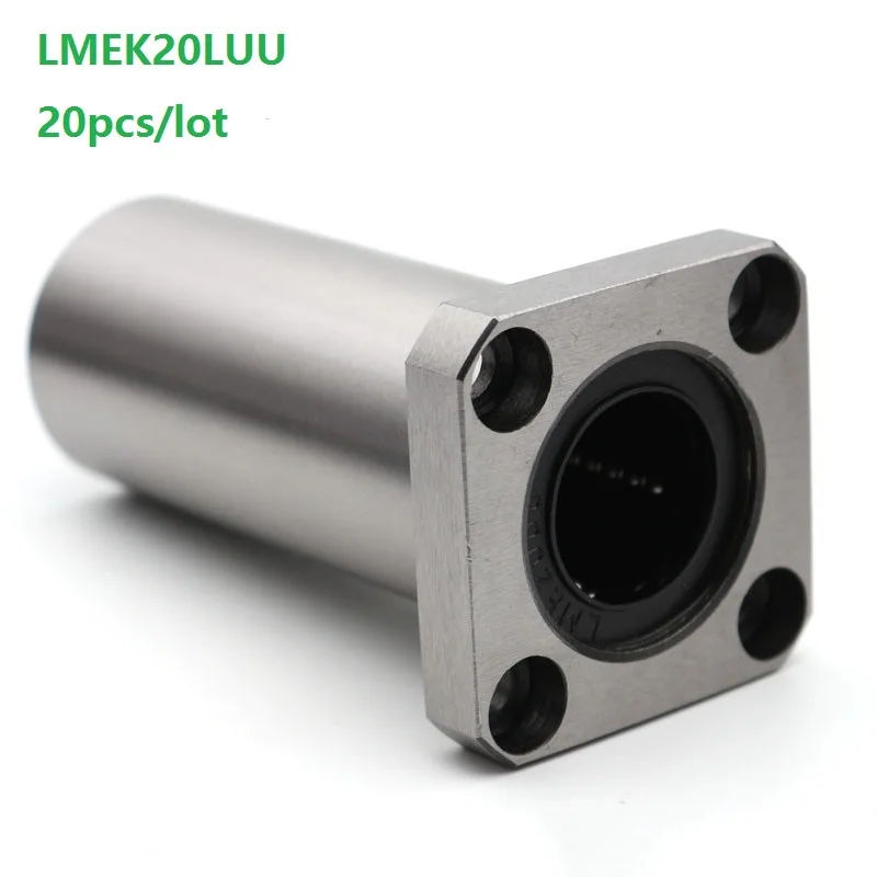 20pcs/lot LMEK20LUU Long Type Long Type Square Flange Linear Bearing Bushing