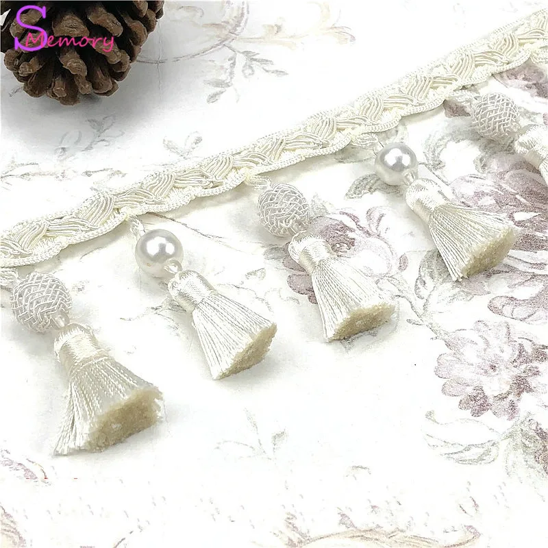 

12M Crystal beads Curtain Trim Lace Tassels Europe Curtain Hanging Ball Tie Back Straps Holders Accessories Home Decoration