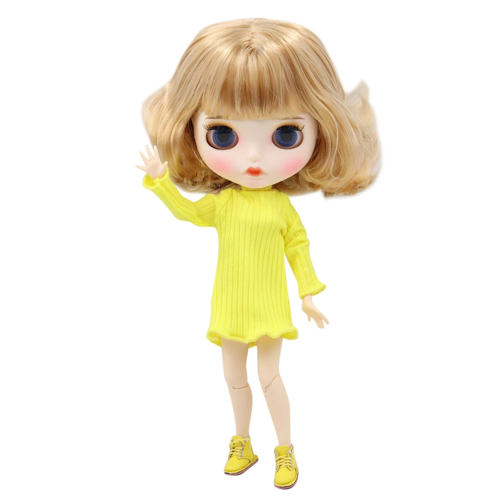 

ICY DBS Blyth doll white skin joint body Brown short hair new matte face with eyebrows Lip gloss BL3715/2240