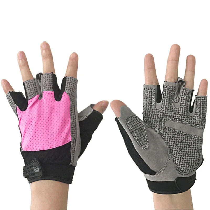 

Half Finger Fitness Gym Workout Gloves Non-slip Silicone Padded Leather Palm For Weight Lifting Training Pull Up Bodybuilding