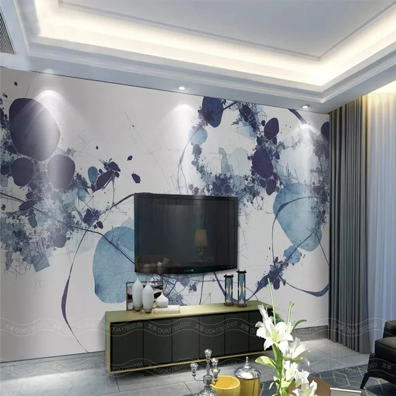 Decorative wallpaper series New Chinese style artistic conception abstract ink drawing room background wall painting