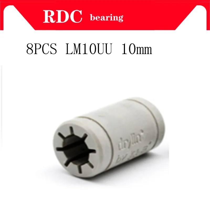 Free shipping 8PCS 10mm High quality shaft Solid Polymer LM10UU Bearing Igus Drylin RJ4JP-01-10 for 3D Printer