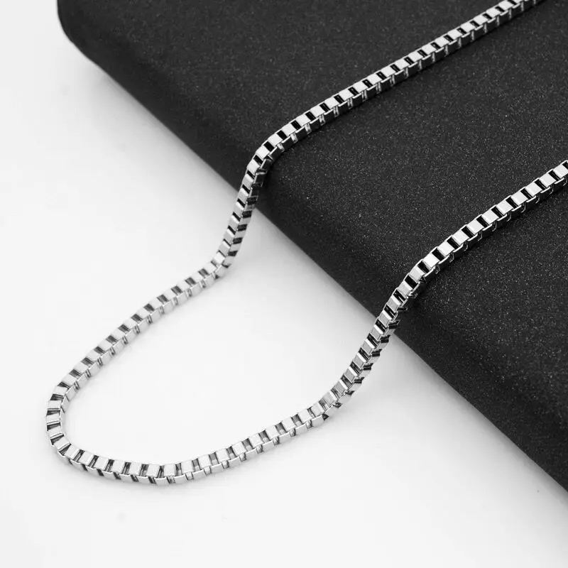 Wholesale Jewelry -- 50/60/70/80 cm x 3 mm Titanium steel White Box Chain Necklaces for Men Fashion Jewlery Hip Hop