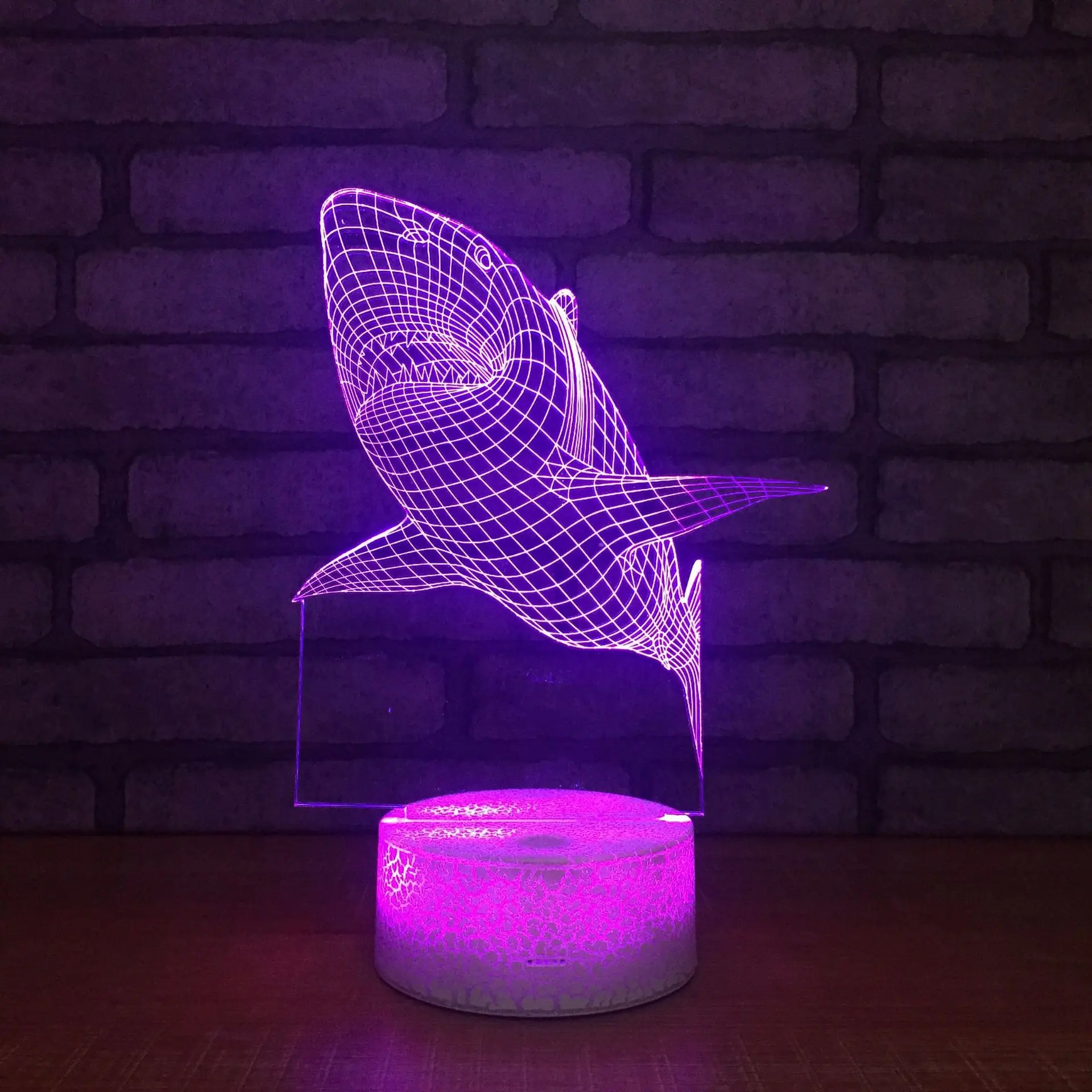 Shark 3d Small Night Lights Creative Burst Pattern 3d Lamp Valentine's Day Gift Lights Personalized Creativity Usb Kids Lamp