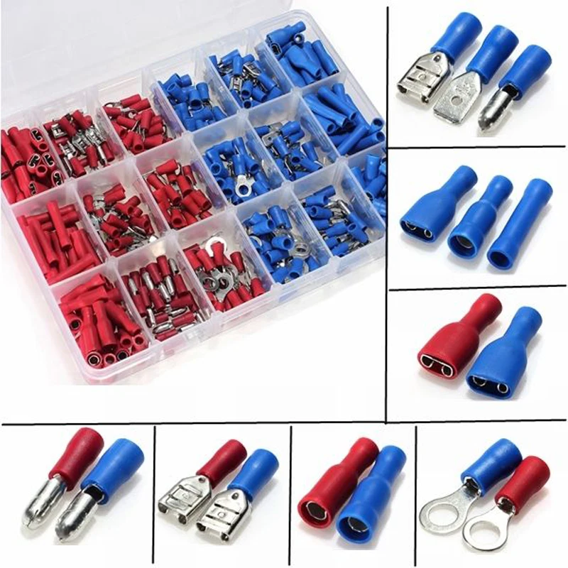 360pcs/set Assorted Insulated Crimp Terminals Electrical Wire Connection Spade Set