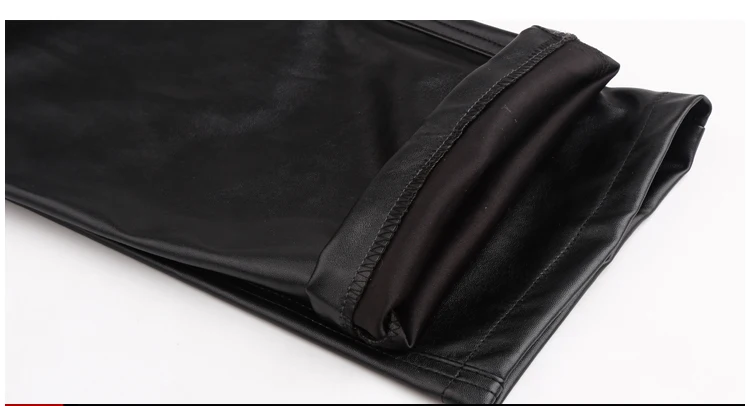 Herren-Lederhose, gerade Passform, elastische PU-Lederhose, Motorradhose, dünn – Detail 9