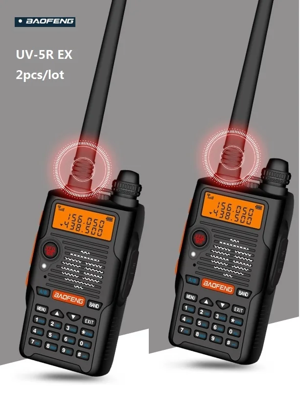 Baofeng-UV-5R EX Walkie Talkie, Two Way Radio, Hf Transceiver, Cb Radio Comunicador, USB Charging, UV-5REX, 2Pcs