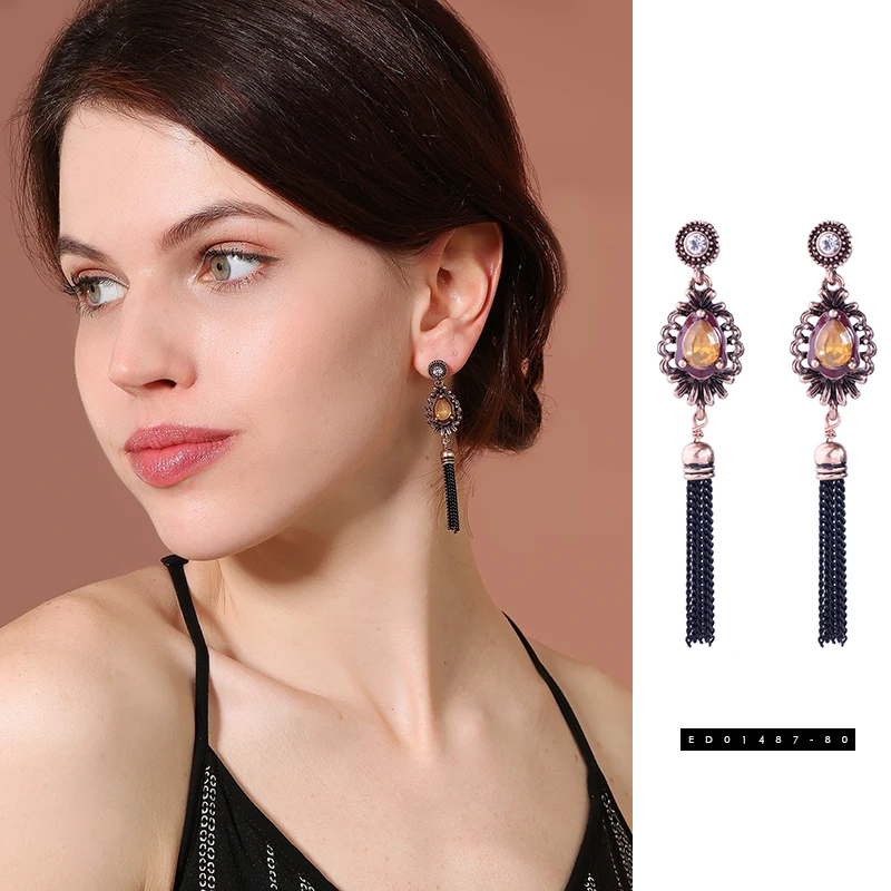 New Hot Sale Classical Vintage Crystal Luxury Wing Shape Earrings Stud Earring Wholesale Jewelry Accessory Engagement Gift