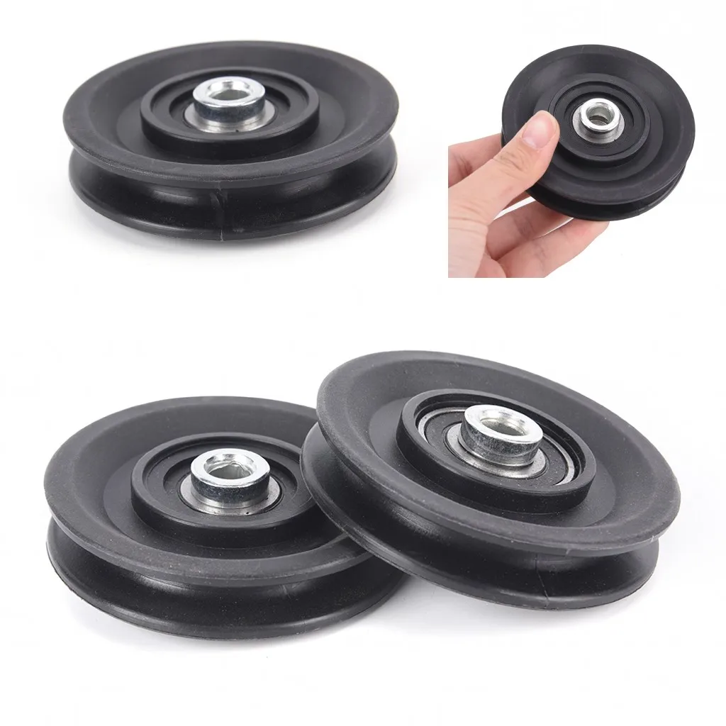 2019 New Wearproof Nylon Bearing Pulley Wheel Cable Gym Fitness Equipment Part Universal Black 90mm