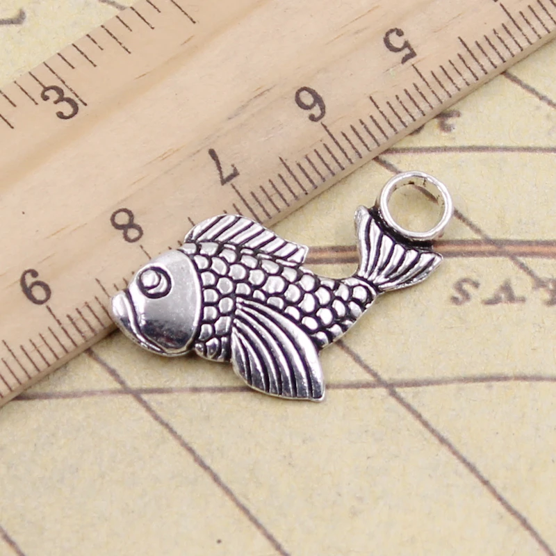 10pcs Charms Carp Fish 32x19mm Tibetan Bronze Silver Color Pendants Antique Jewelry Making DIY Handmade Craft