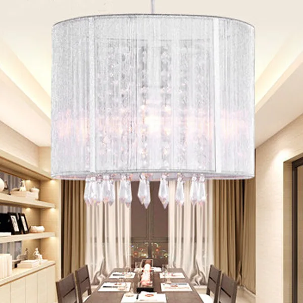 

Diameter 25cm Crystal Pendant Light For Dining Room White E27 Crystal Round Lamp Living Room Lights