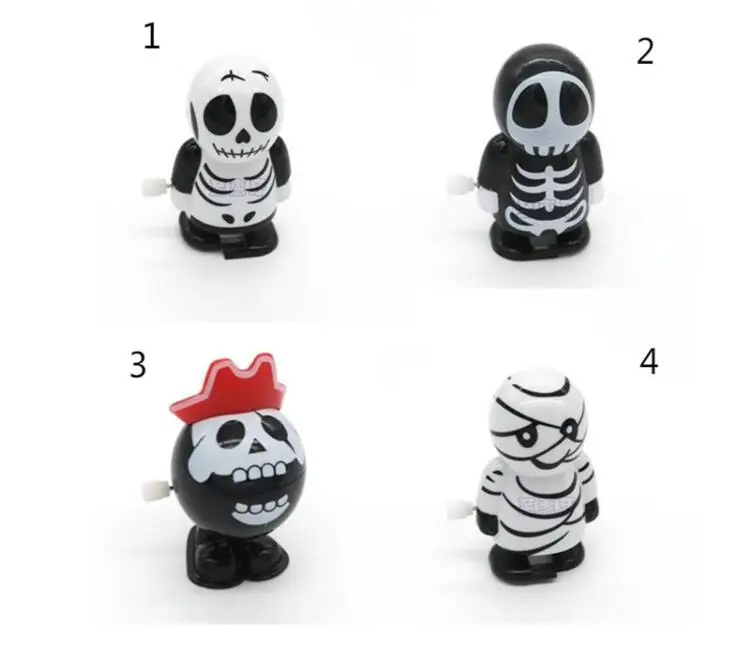 iWish Halloween Wind Up On The Chain Jump Ghost Black Human Skeleton Jumping Human Skull Gift Toy For Kids Toys All Saints' Day