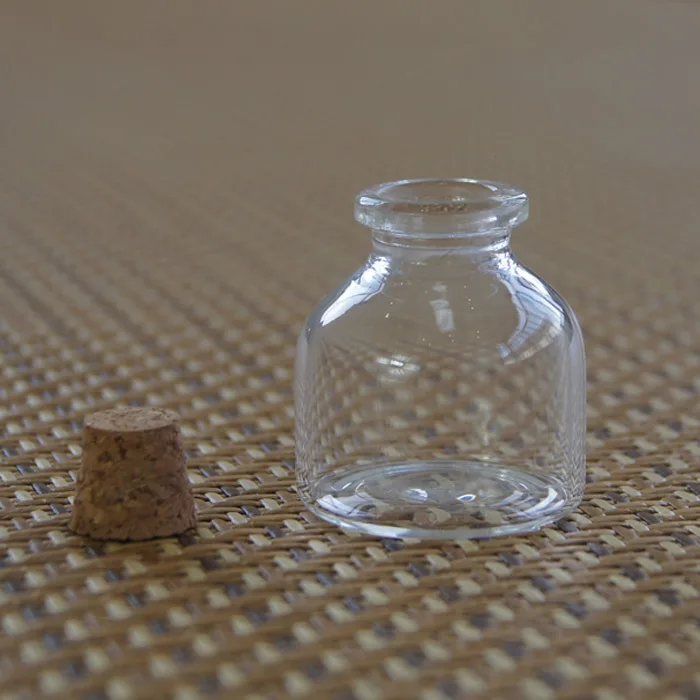 Capacity 20ml (37*40*12.5mm) 50pcs/lot transparent cute glass vials with wood plug,glass bottle Glass Bottles with cork