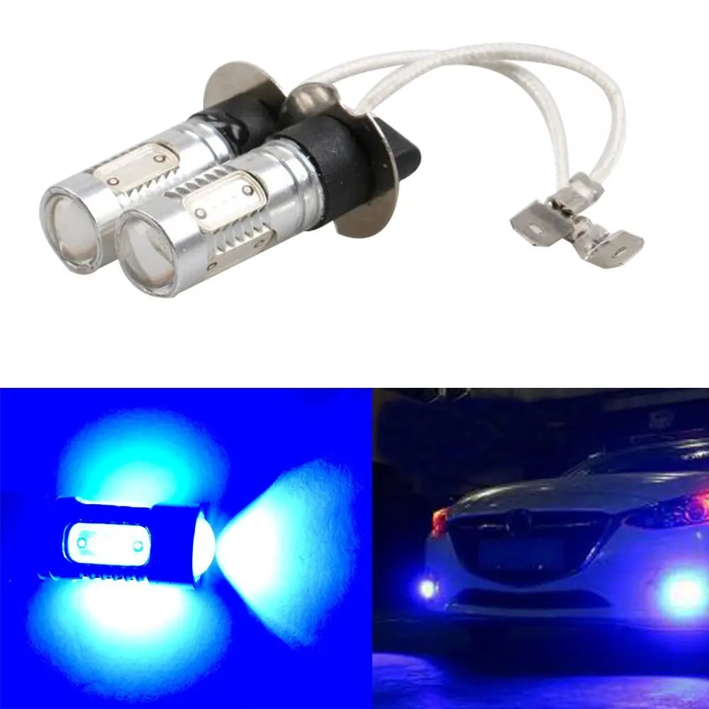 SZKDCE 2x LED H3 12V 7.5W Car H3 LED COB Light Fog Lamp Bulb Auto Headlight Daytime Running Lights DRL Bulbs Lamps Blue