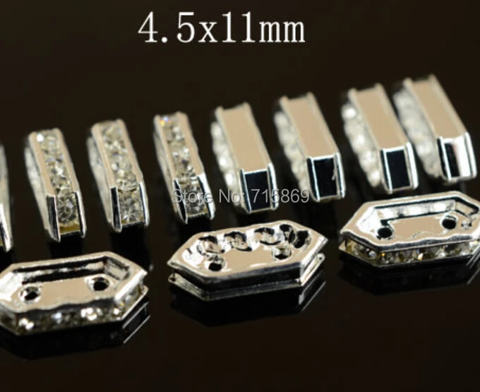 100 Pcs/Lots 2 Holes Pave Rhinestone Crystal Spacer Beads For Braceletewelry Finding,