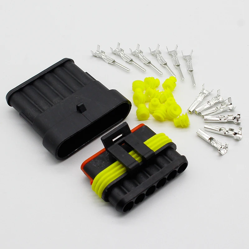 5 Kits Flame retardancy 1P 2P 3P 4P 5P 6P way Sealed waterproof automotive Wire Connector Plug Car Motorcycle HID auto connector